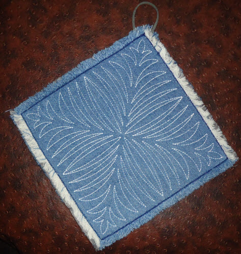 denim pot holder trivet or bag pocket - back of square