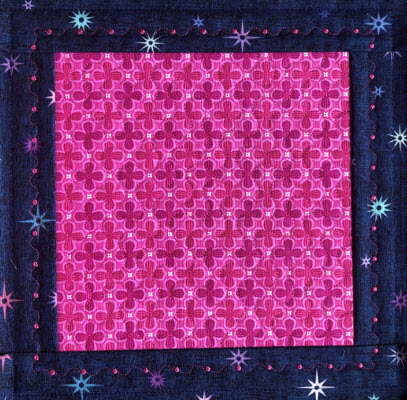 window square pieced and quilted in the hoop