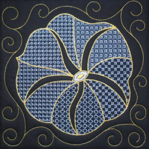 morning glory blackwork embroidery