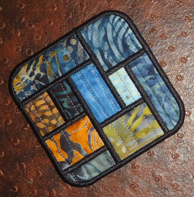 stained glass quilt square coaster crumbs and scraps