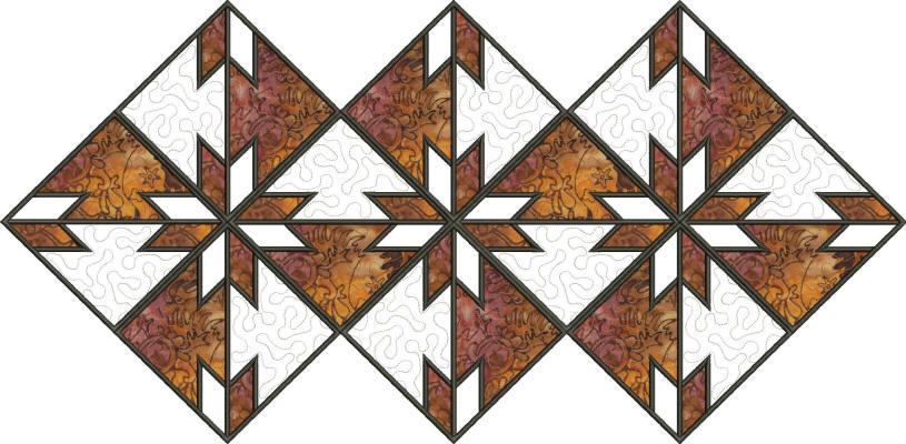 Hunter's Star table runner quilt in the hoop