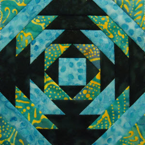 pineapple log quilt square blue yellow