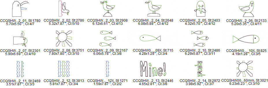 Greedy Seagulls Raw edge Applique Designs stitch count